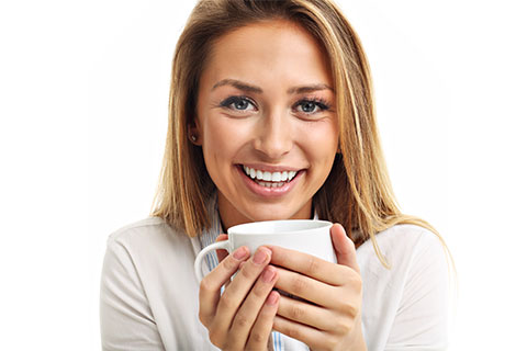 Lady with mug of coffee